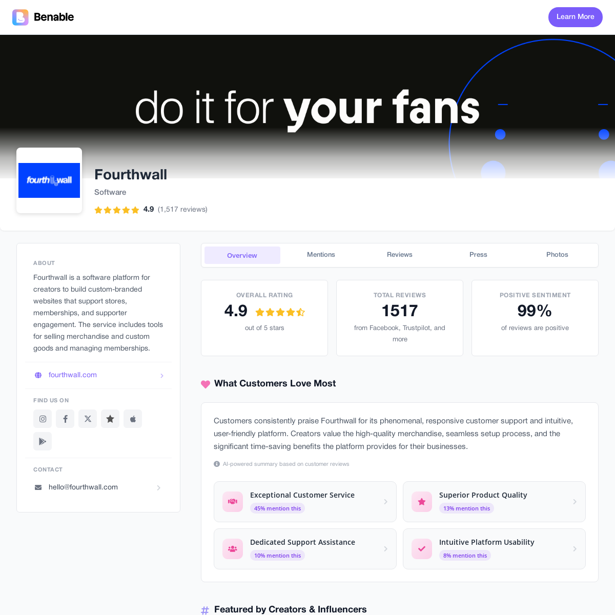Fourthwall - Software | Reviews & Ratings